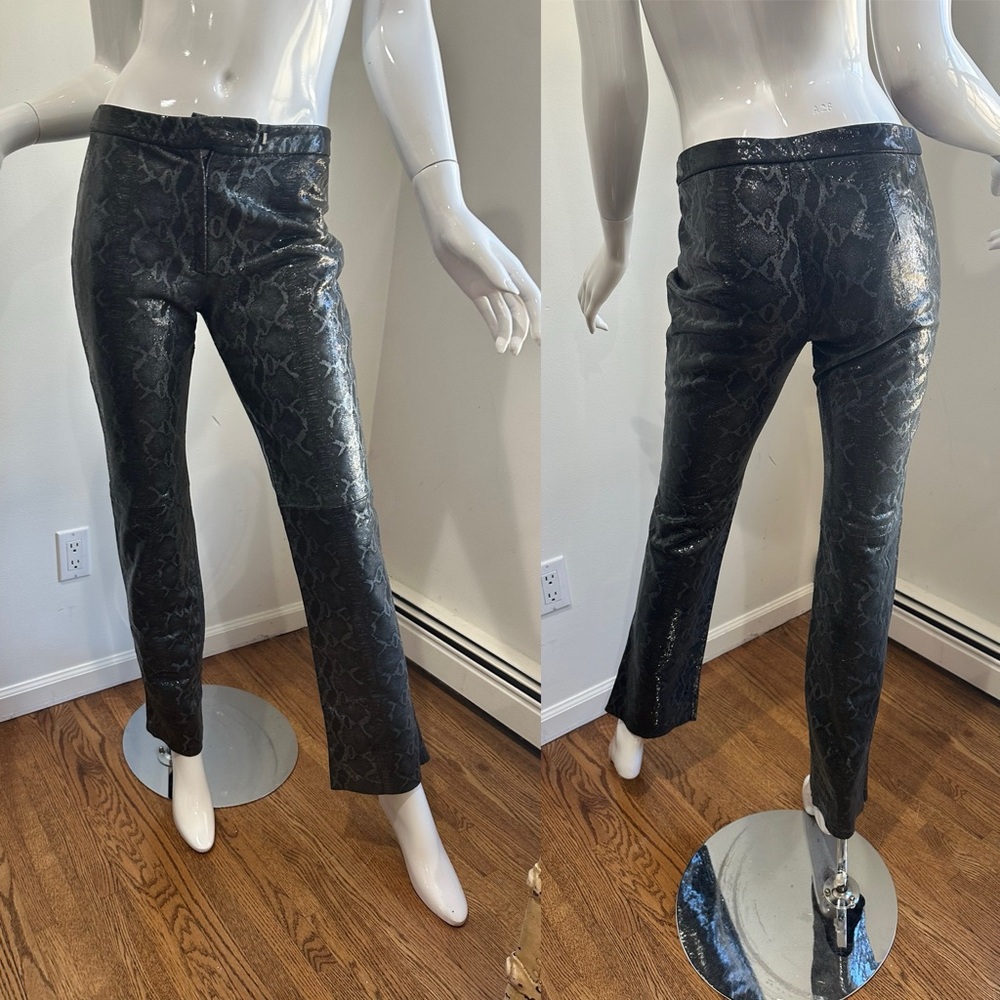 Carina New York Genuine Leather Snakeskin Print Pants